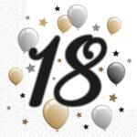 Set 20 servetele Happy Birthday 18 ani 33x33cm