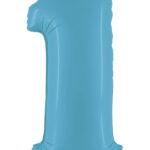 Balon folie cifra 1 satin blue 95cm