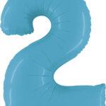 Balon folie cifra 2 satin blue 95cm