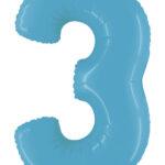 Balon folie cifra 3 satin blue 95cm