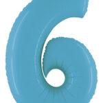 Balon folie cifra 6 satin blue 95cm