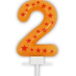 Lumanare party cifra 2 cu stelute