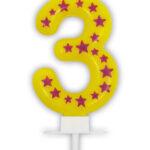 Lumanare party cifra 3 cu stelute