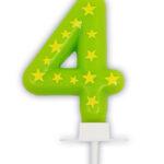 Lumanare party cifra 4 cu stelute