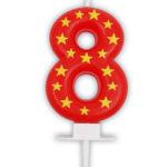 Lumanare party cifra 8 cu stelute