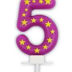 Lumanare party cifra 5 cu stelute