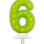 Lumanare party cifra 6 cu stelute