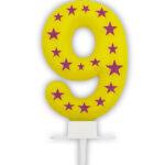 Lumanare party cifra 9 cu stelute