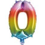 Balon folie cifra 0 curcubeu 95cm