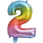 Balon folie cifra 2 curcubeu 95cm