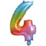 Balon folie cifra 4 curcubeu 95cm