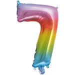 Balon folie cifra 7 curcubeu 95cm