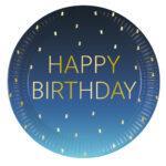 Set 8 farfurii carton 23 cm blue Happy Birthday
