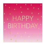 Set 20 servetele party pink Happy Birthday 33x33cm
