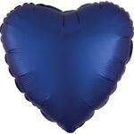 Balon folie 45 cm uni silk inima navy blue