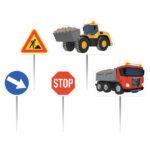 Set 5 lumanari Construction party, 6cm