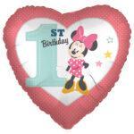 Balon folie 45 cm inima Minnie 1st Birthday Party