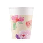 Set 8 pahare carton 200ml Flowers