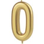Lumanare party aurie cifra 0, 4.5cm