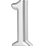 Lumanare party argintie cifra 1, 4.5cm