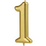 Lumanare party aurie cifra 1, 4.5cm