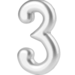 Lumanare party argintie cifra 3, 4.5cm