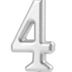 Lumanare party argintie cifra 4, 4.5cm