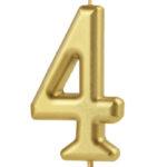 Lumanare party aurie cifra 4, 4.5cm
