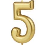 Lumanare party aurie cifra 5, 4.5cm
