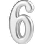 Lumanare party argintie cifra 6, 4.5cm