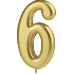 Lumanare party aurie cifra 6, 4.5cm