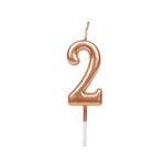 Lumanare party roz gold cifra 2, 4.5cm