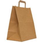 Set 25 pungi hârtie kraft, cu mâner tip bandă, 16x27x29cm