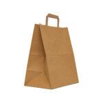 Set 25 pungi hârtie kraft, cu mâner tip bandă, 14x25x30cm