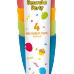 Set 4 pahare color, reutilizabile, 250ml