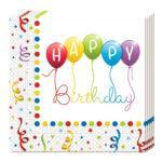 Set 20 servetele party Happy Birthday balloons 33x33cm