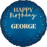 Balon folie blue, Happy Birthday personalizabil, 45 cm