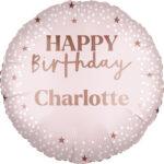 Balon folie pink, Happy Birthday personalizabil, 45 cm