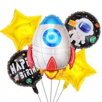 Kit 5 baloane Racheta Happy Birthday