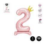 Balon folie roz Coronita, cifra 2, 105 cm