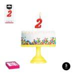 Lumanare party cifra 2 rosie, 5cm