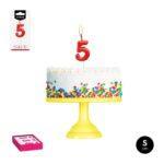 Lumanare party cifra 5 rosie, 5cm