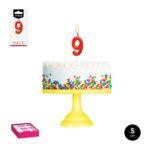 Lumanare party cifra 9 rosie, 5cm