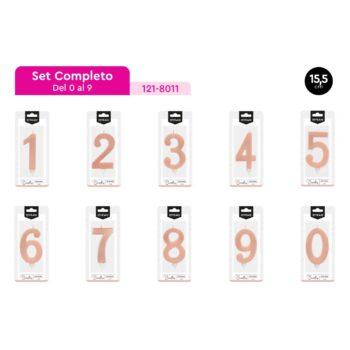 Set complet lumanari party rose-gold, 0 - 9, 15.5cm