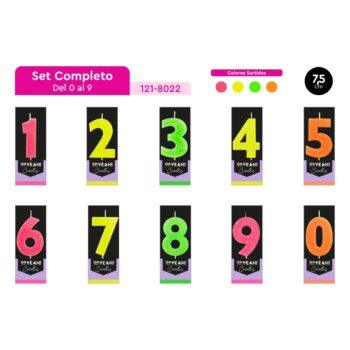 Set complet lumanari party glitter, 0 - 9, 7.5cm