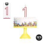 Lumanare party cifra 1 alb/rosu, 15,5cm