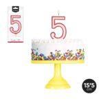 Lumanare party cifra 5 alb/rosu, 15,5cm