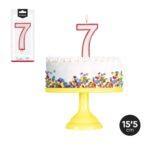 Lumanare party cifra 7 alb/rosu, 15,5cm