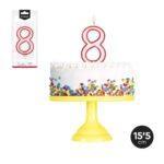 Lumanare party cifra 8 alb/rosu, 15,5cm