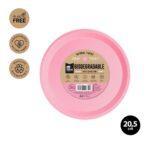 Set 10 farfurii rotunde din carton, roz, 20.5 cm